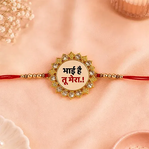 Stone Studded 'Bhai Hai Tu Mera' Rakhi-Giftii