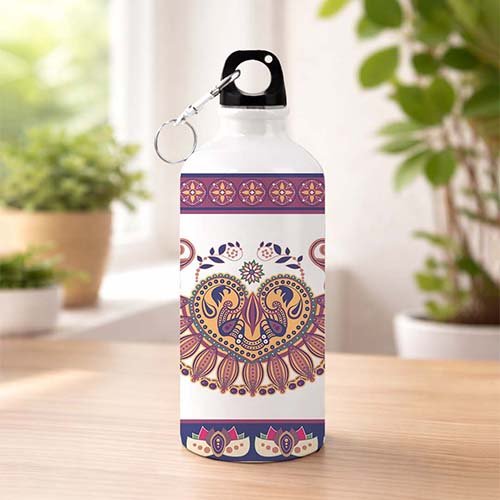 Heritage Heart Sipper Bottle|Traditional Art Water Bottle-Giftii