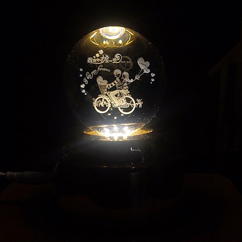 3D Crystal Cycling Couple Rotating LED Lamp-Giftii
