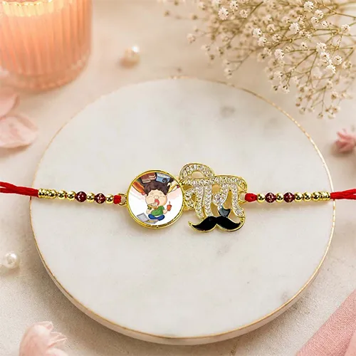Stone Studded Veera Rakhi with Gamer Boy Charm-Giftii