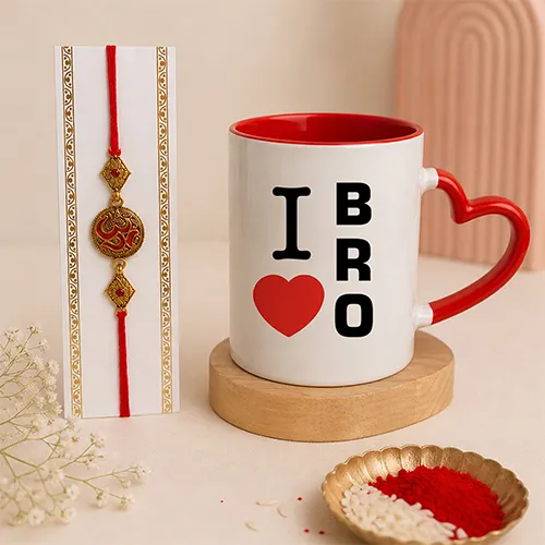 I Love Bro Rakhi Mug Combo-Giftii