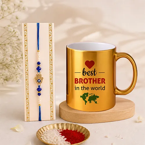 Best Brother In The World Evil Eye Rakhi Combo-Giftii