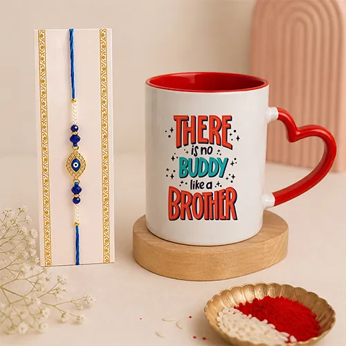 Nazar Rakhi Heart Mug Gift For Brother-Giftii
