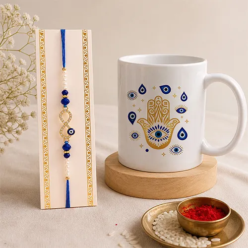 Premium Evil Eye Protection Rakhi Mug Set-Giftii