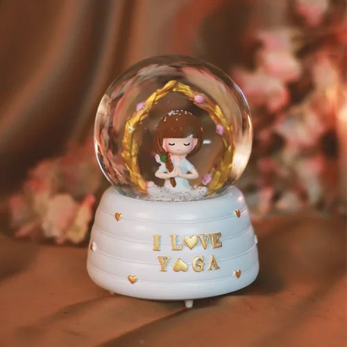 I Love Yoga Blue Musical Snow Globe Gift for Yoga Lover Women-Giftii