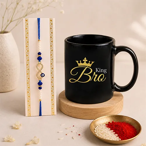 King Bro Evil Eye Rakhi Mug Combo-Giftii