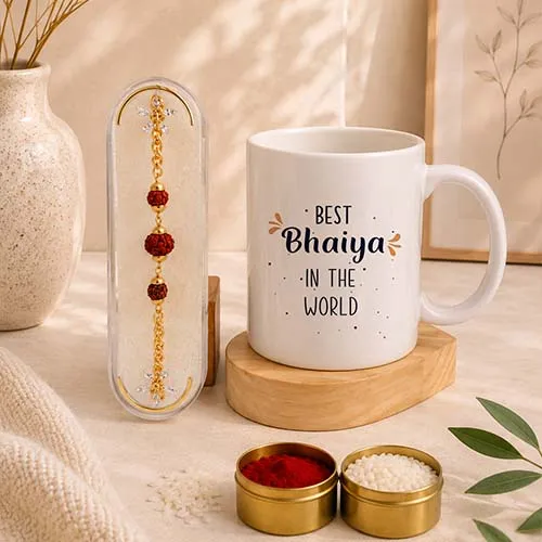 Designer Rakhi with Cool Bhaiya Mug Gift-Giftii