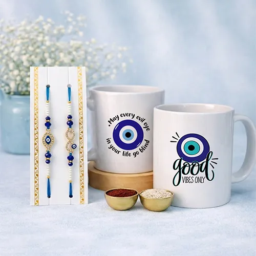 Evil Eye Rakhi Combo For Bhaiya Bhabhi-Giftii