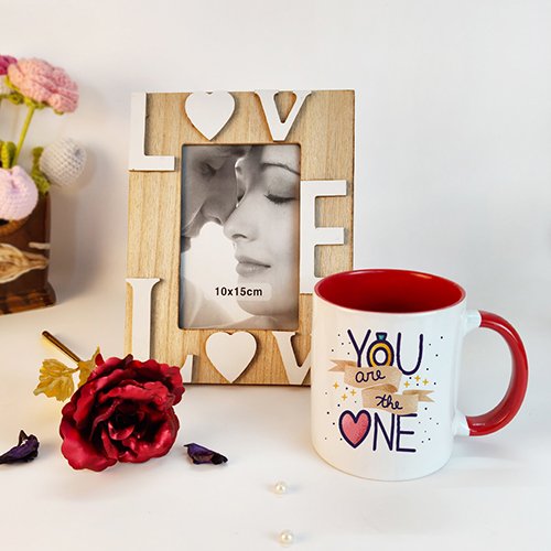 Personalized Love Frame & Mug Romantic Valentine Gift Combo-Giftii