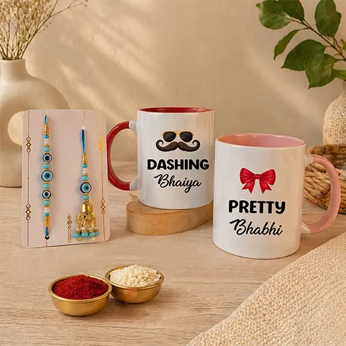 Heart Handle Mug Rakhi Gift for Bhaiya Bhabhi-Giftii