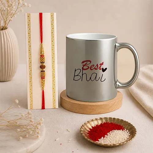 Trendy Bhai Mug With Designer Rakhi Set-Giftii