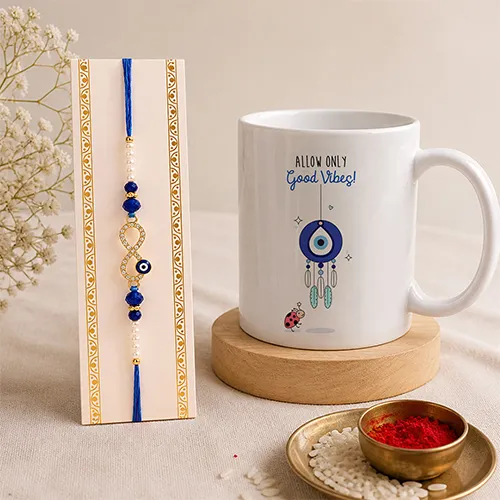 Good Vibes Evil Eye Rakhi Gift Set-Giftii