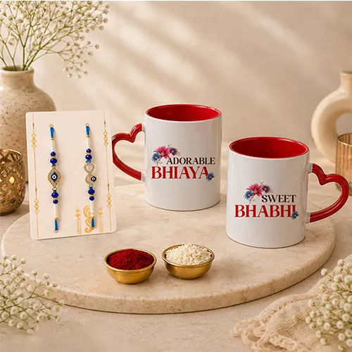 Romantic Bhaiya Bhabhi Rakhi Mug Set-Giftii