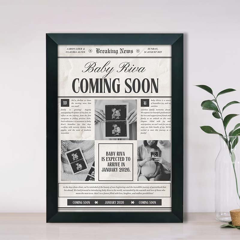 Personalized Baby Announcement Newspaper Frame-Giftii