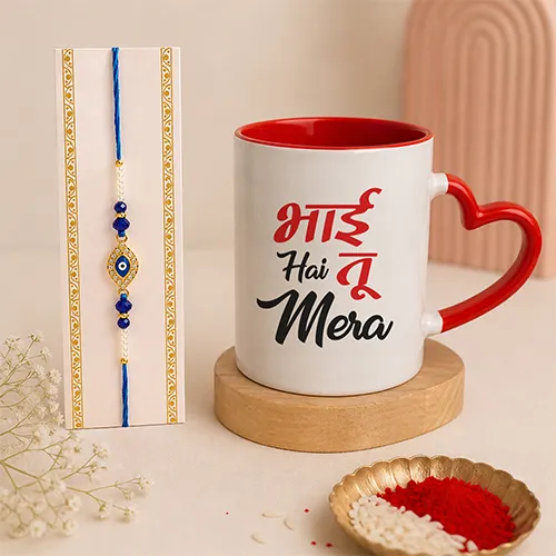 Evil Eye Bhai Rakhi Mug Set For Brother-Giftii