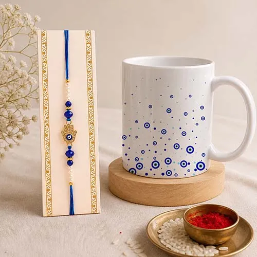 Aesthetic Evil Eye Rakhi Mug Set for Bhaiya-Giftii