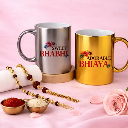 Luxury Rudraksha Rakhi For Bhaiya Bhabhi-Giftii
