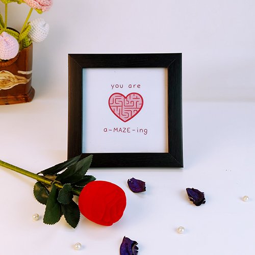 Love Quote Frame with Rose Valentine Gift For Her-Giftii