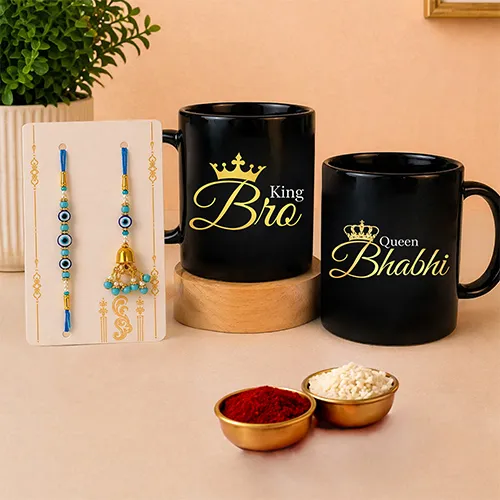 Luxury King Queen Rakhi Gift Set-Giftii