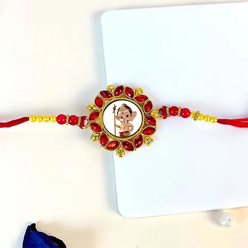 Stone Studded Lord Ganesha Rakhi for Brother-Giftii