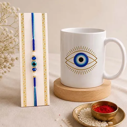 Spiritual Evil Eye Rakhi Mug Combo for Brother-Giftii