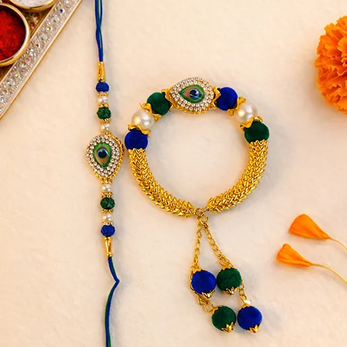 Royal Nazar Rakhi Lumba Set for Bhaiya Bhabhi-Giftii