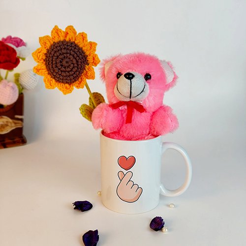 Sunflower Teddy Mug Gift Set for her-Giftii
