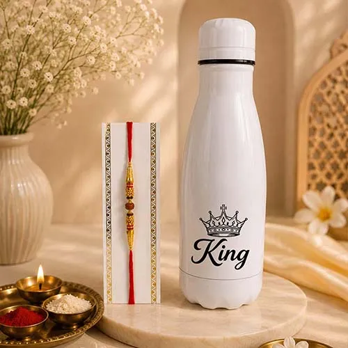 traditional Rudraksha Rakhi & King Bottle Set For Brother-Giftii
