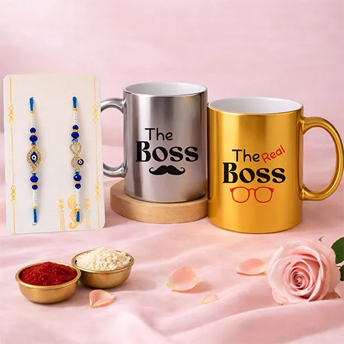 Boss & Real Boss Rakhi Gift Combo for Bhaiya Bhabhi-Giftii