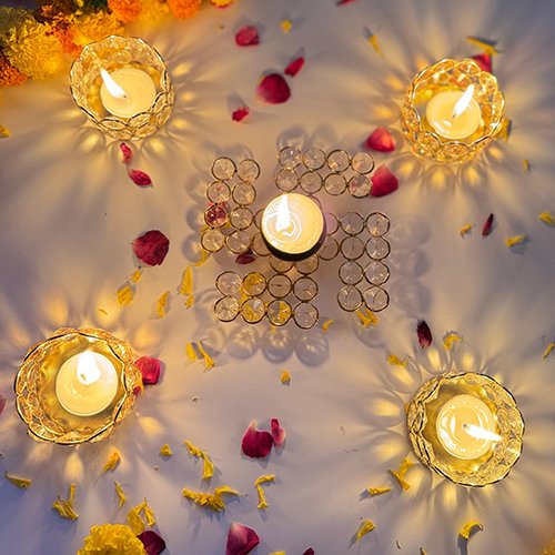 Five-piece set of crystal tealight candle holders-Giftii