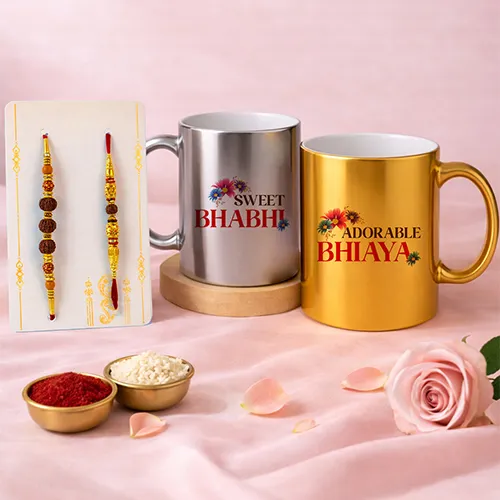 Cute Couple Rakhi Gift Set for Bhaiya Bhabhi-Giftii