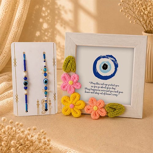 Designer Evil Eye Bhaiya Bhabhi Rakhi Set-Giftii