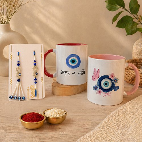 Cute Evil Eye Rakhi Set for Bhaiya Bhabhi-Giftii