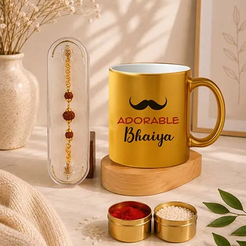 Modern Rakhi and Adorable Bhaiya Mug Gift Combo-Giftii