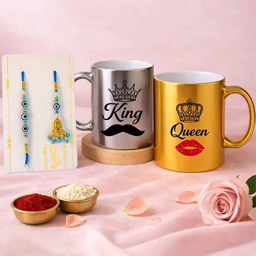 King Queen Special Rakhi Combo for Bhaiya Bhabhi-Giftii