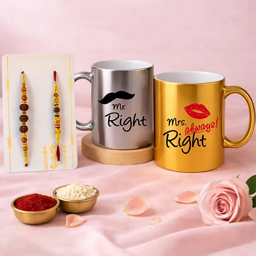Mr Right Mrs Always Right Rakhi Combo for Bhai Bhabhi-Giftii