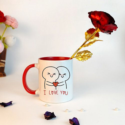 Love Expression Mug & Rose Combo for Valentine’s Day-Giftii