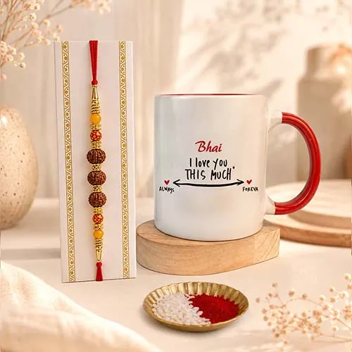 Bhai I Love You This Much Rakhi Mug Combo-Giftii