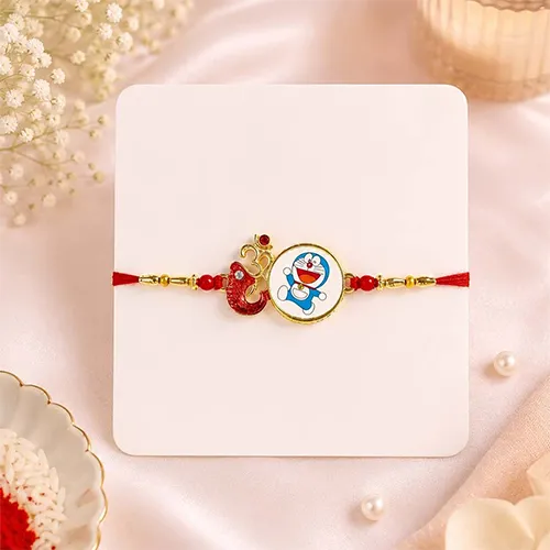 Designer Om Rakhi with Doraemon Charm-Giftii