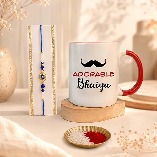 Designer Rakhi with Adorable Bhaiya Mug-Giftii