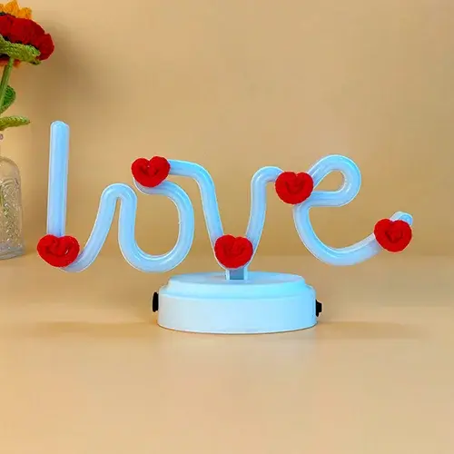 Valentine Special Crochet Heart LED LOVE Neon Lamp Gift-Giftii