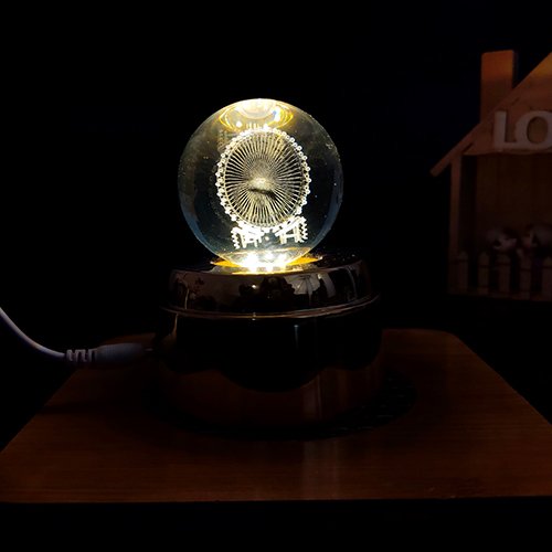 3D Crystal Musical Wheel Rotating LED Lamp Romantic Night Lamp Gift-Giftii