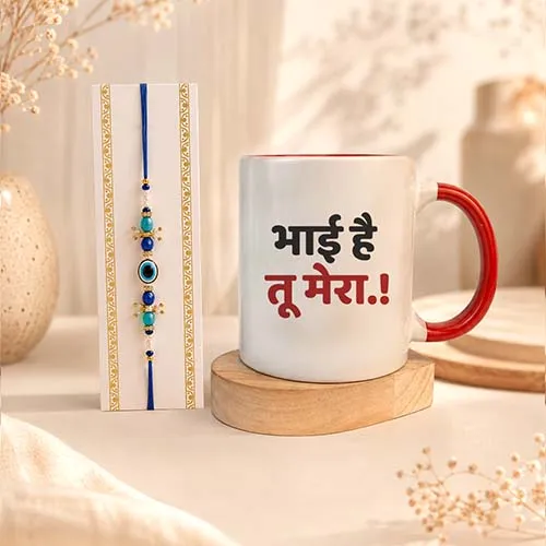 Evil Eye Protection Rakhi with Bhai Hai Tu Mera Mug-Giftii