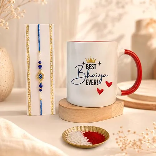 Best Bhaiya Ever Evil Eye Rakhi Mug Combo-Giftii