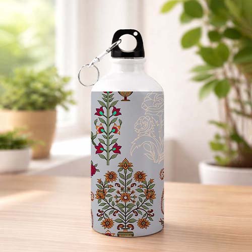 Elegant Floral Water Bottle|Heritage Floral Sipper Bottle-Giftii