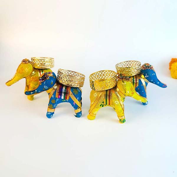 Traditional Gifting Set: Elephant T-Light Holders (4 Pieces)-Giftii