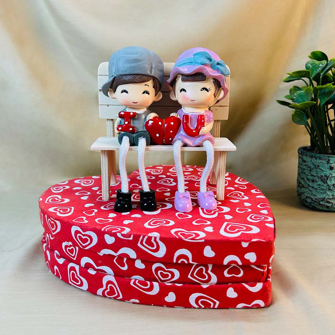 Cute Couple Figurine on Love Bench